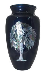 blue urn with tree of life