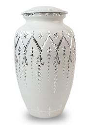 white cremation urn