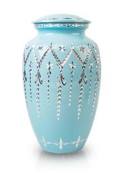 blue cremation urn