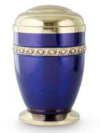 Blue and gold cremation urn