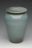 teal ceramic urn