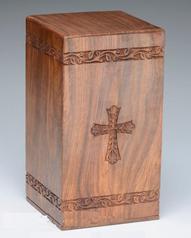 Wood Urn With Cross