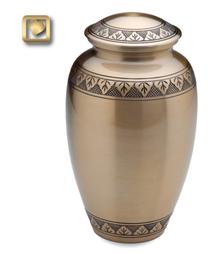 brass urn with a brushed gold finish