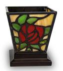 RED ROSE STAINED GLASS KEEPSAKE CANDLE HOLDER URN
