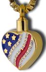 heart with flag cremation pendant