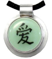 Love chinese character pendant in green