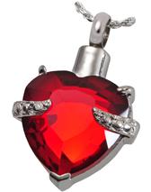 Red glass Heart memorial ash pendant