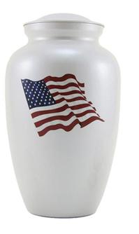 white color on brass american flag cremation urn