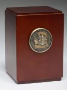 military medalion wood urn urn box