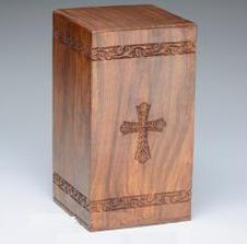 Rosewood urn with cross