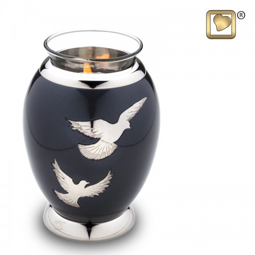 silver bird candle urn