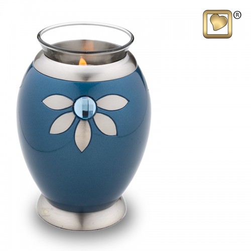 silver flower candle urn