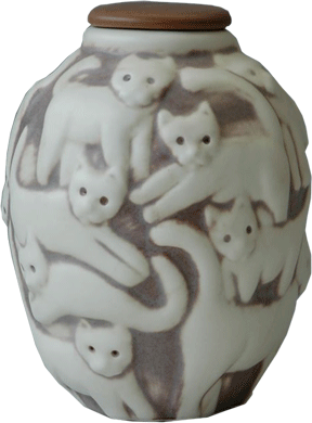 custom white and tan cat urn