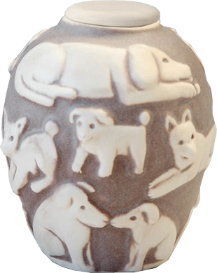 Dog Cremation Urn: Cocoa/White Two Tone 