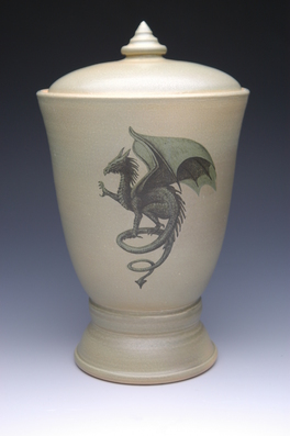 hand painted Gothic Dragon Cremation Urn
