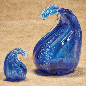 blue glass cremation urn and keepsake