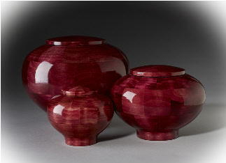 hand dyed round wood cremation urns