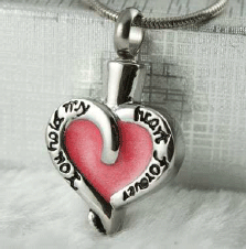pink heart memorial ash pendant